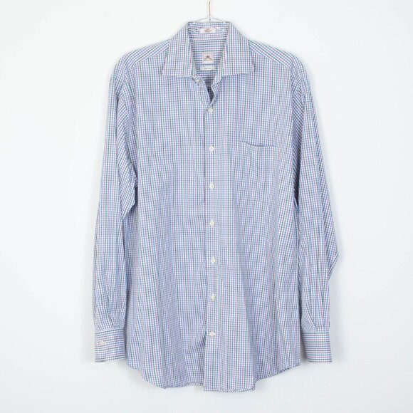 Peter Millar Mens Crown Finish Plaid Button Down Shirt Size L Long Sleeve Preppy - Picture 1 of 7
